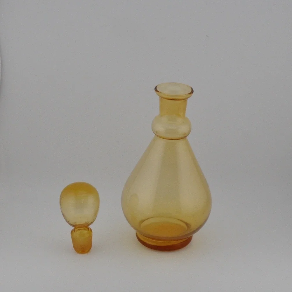 Vintage Amber Glass Decanter MCM Mid-Century Modern‎ Barware
